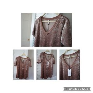 Z SUPPLY Brand Blush Pink Velour T-Shirt • Size S